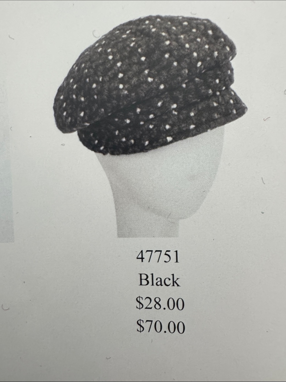 New Giovannio NY Black Tweed Newsboy Cap